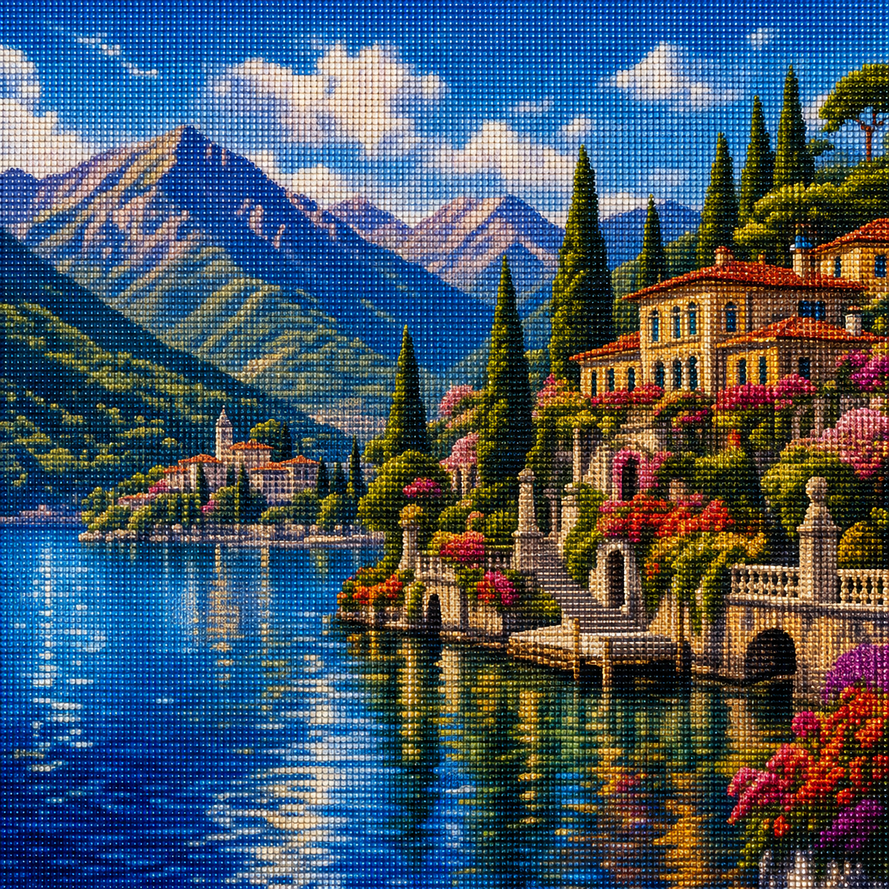 Diamond Painting Lago di Como | Kit Completo - immagine diamond painting della bezienswaardigheid italiana