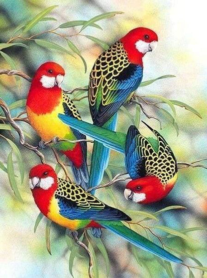 Diamond Painting - Parrots on Branch - Diamond Painting Italia