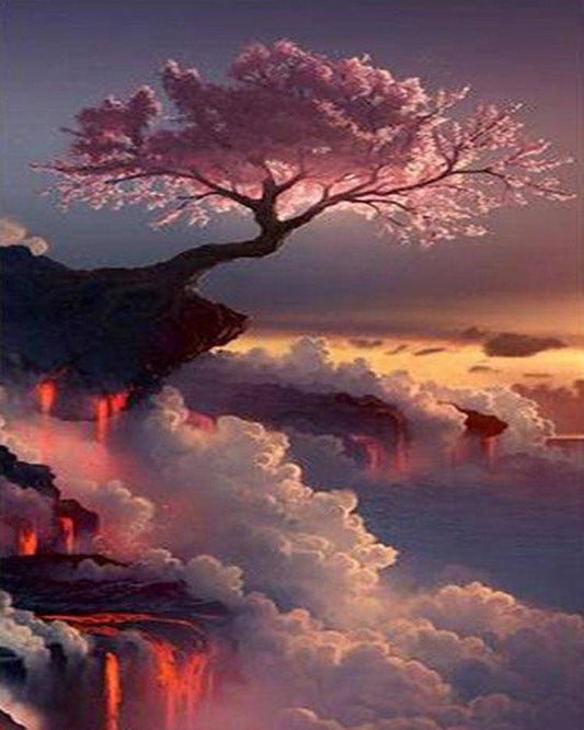 Diamond Painting - Pink Tree and Clouds - Diamond Painting Italia