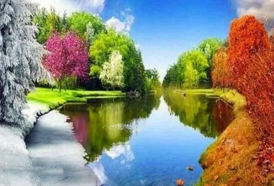 Diamond Painting - Reflection Lake in summer - Diamond Painting Italia
