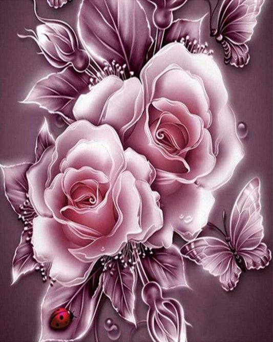 Diamond Painting - Silver flowers and butterflies - Diamond Painting Italia