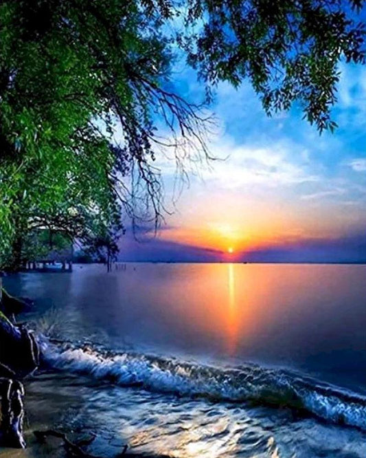 Diamond Painting - Sunset and Waves - Diamond Painting Italia