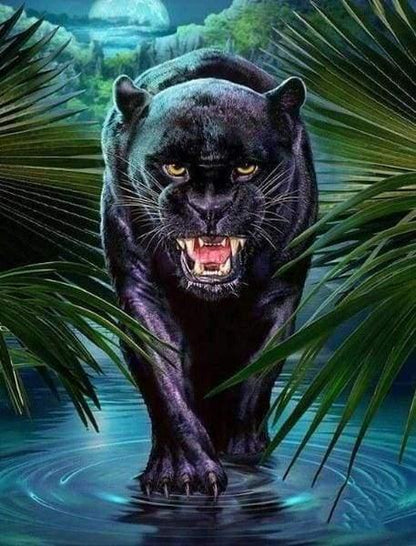 Diamond Painting - Threatening Black Panther - Diamond Painting Italia