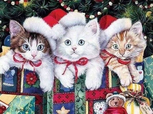 Diamond Painting - Three Kittens Christmas - Diamond Painting Italia