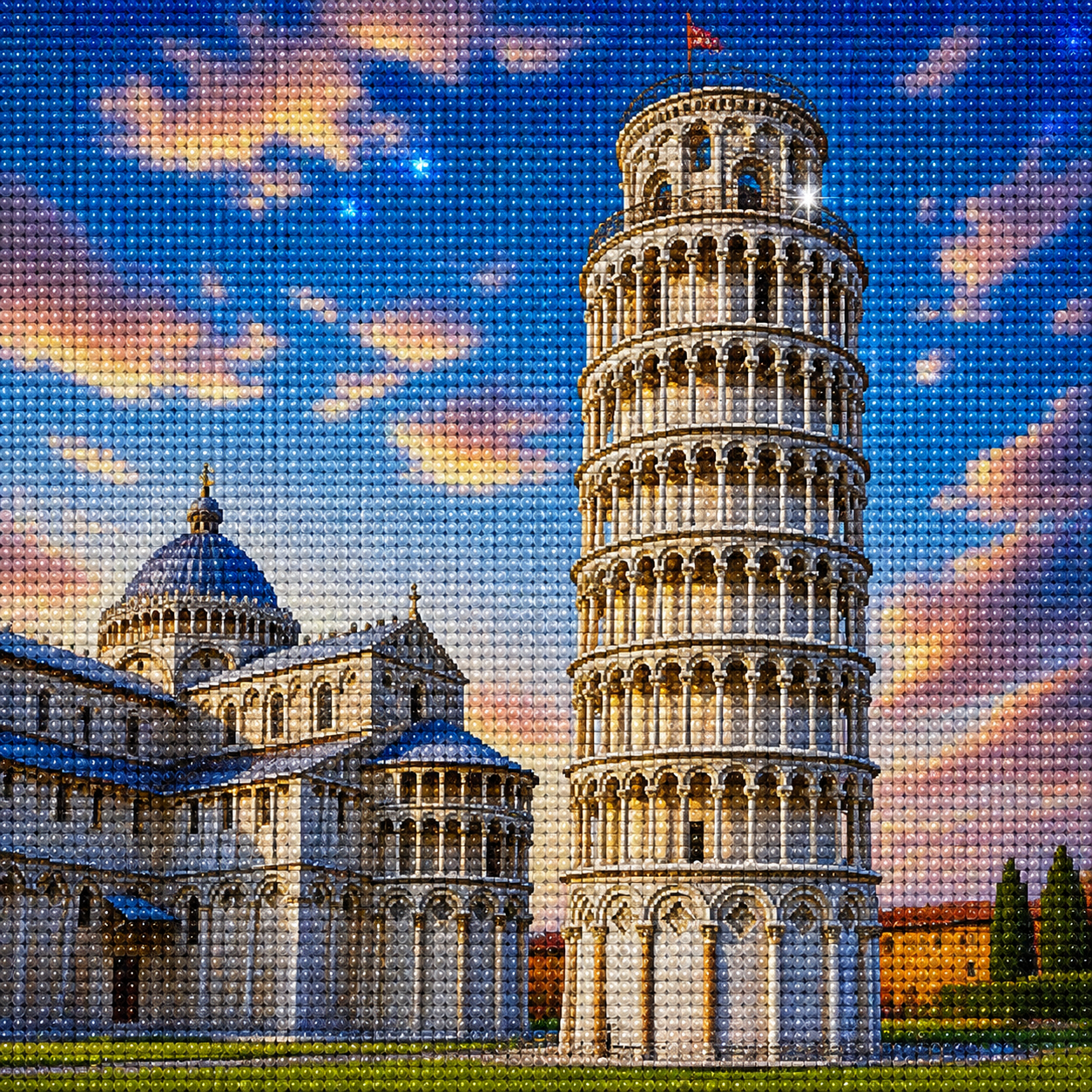 Diamond Painting Torre di Pisa | Kit Completo - immagine diamond painting della bezienswaardigheid italiana