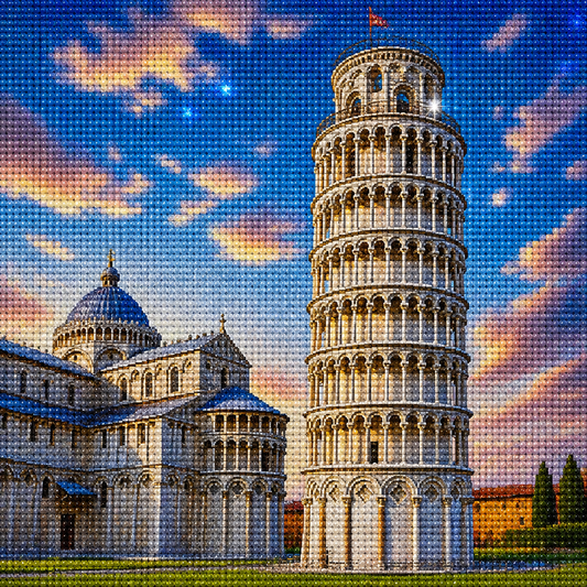 Diamond Painting Torre di Pisa | Kit Completo - immagine diamond painting della bezienswaardigheid italiana