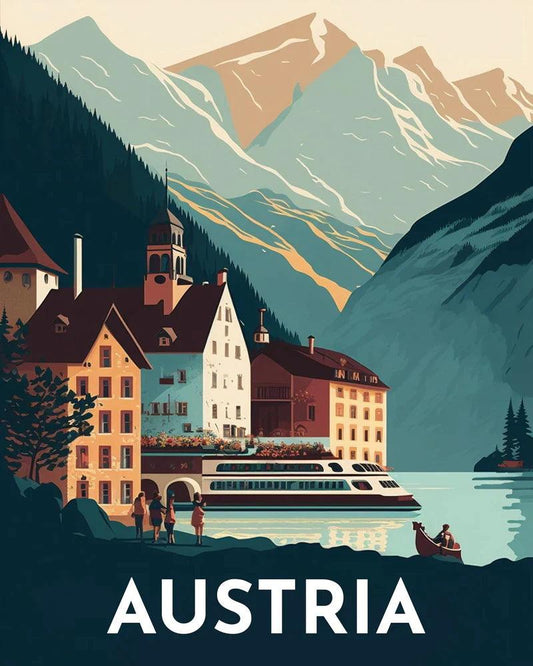 Diamond Painting - Travel Poster Hallstatt - Diamond Painting Italia