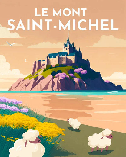 Diamond Painting - Travel Poster Mont Saint-Michel - Diamond Painting Italia
