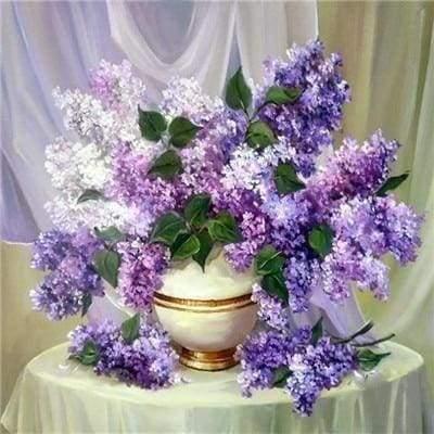 Diamond Painting - Vase of Purple Flowers - Diamond Painting Italia