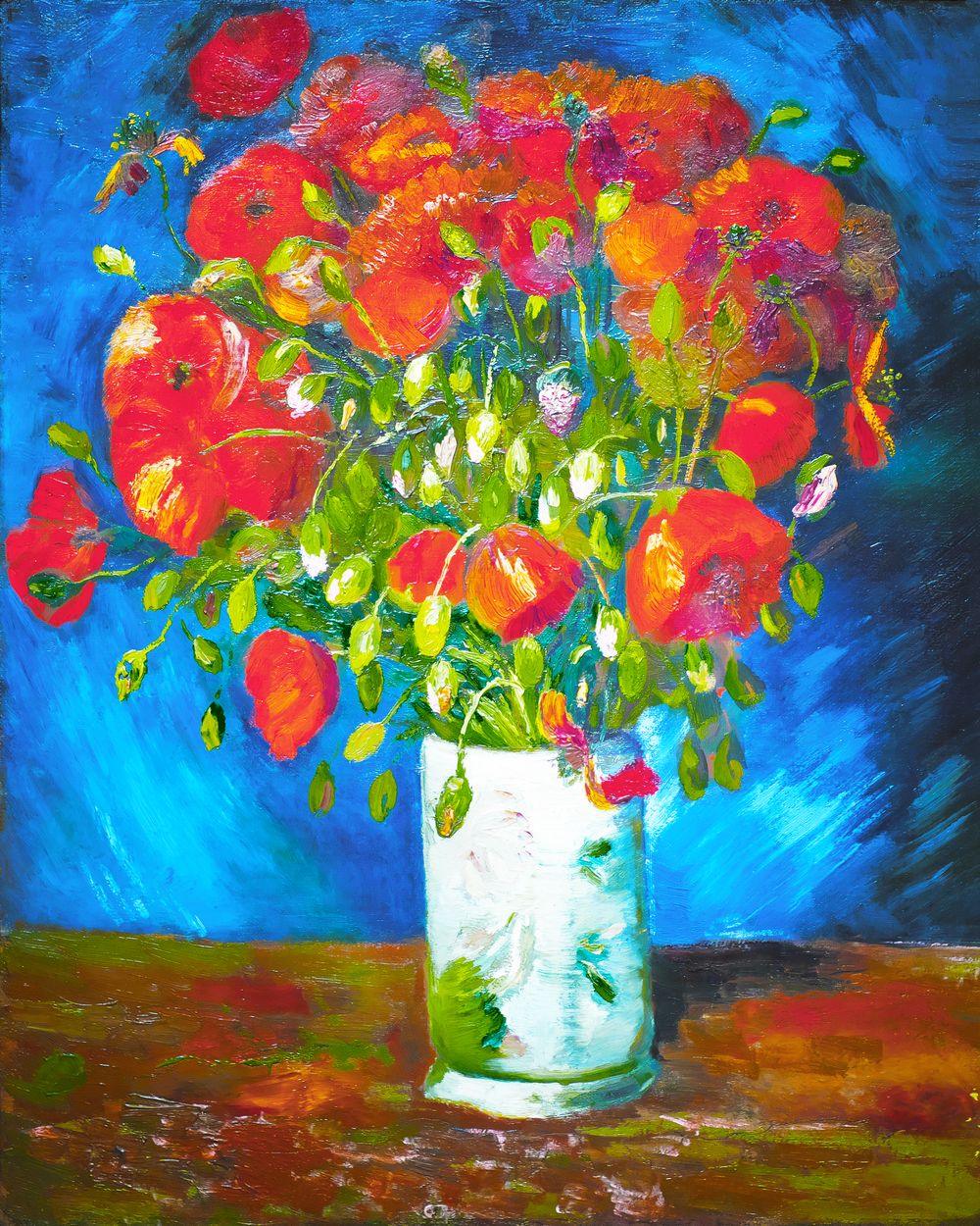 Diamond Painting - Vase with poppies - Van Gogh 40x50cm canvas already framed - Diamond Painting Italia
