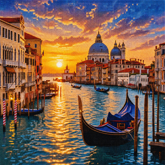 Diamond Painting Venezia Canal Grande | Kit Completo - immagine diamond painting della bezienswaardigheid italiana