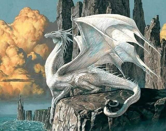 Diamond Painting - White Dragon - Diamond Painting Italia