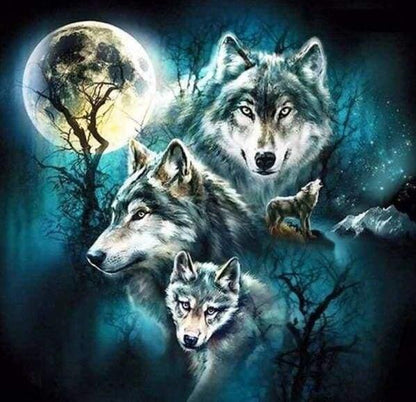 Diamond Painting - Wolf and Full Moon - Diamond Painting Italia