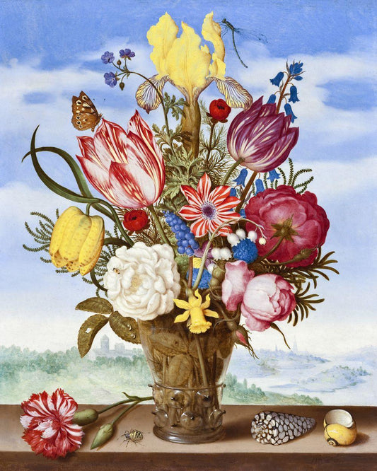 Dipinge con Diamanti - Bouquet di Fiori - Ambrosius Bosschaert - Tela 40x50cm già incorniciata - Diamond Painting Italia