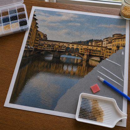 Diamond Painting Firenze Ponte Vecchio al Tramonto | Kit Completo - foto 2