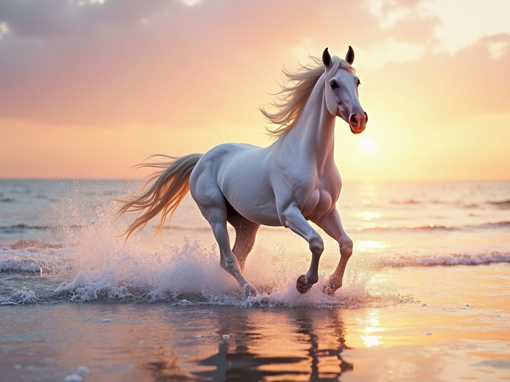 Diamond Painting Cavallo Bianco al Galoppo