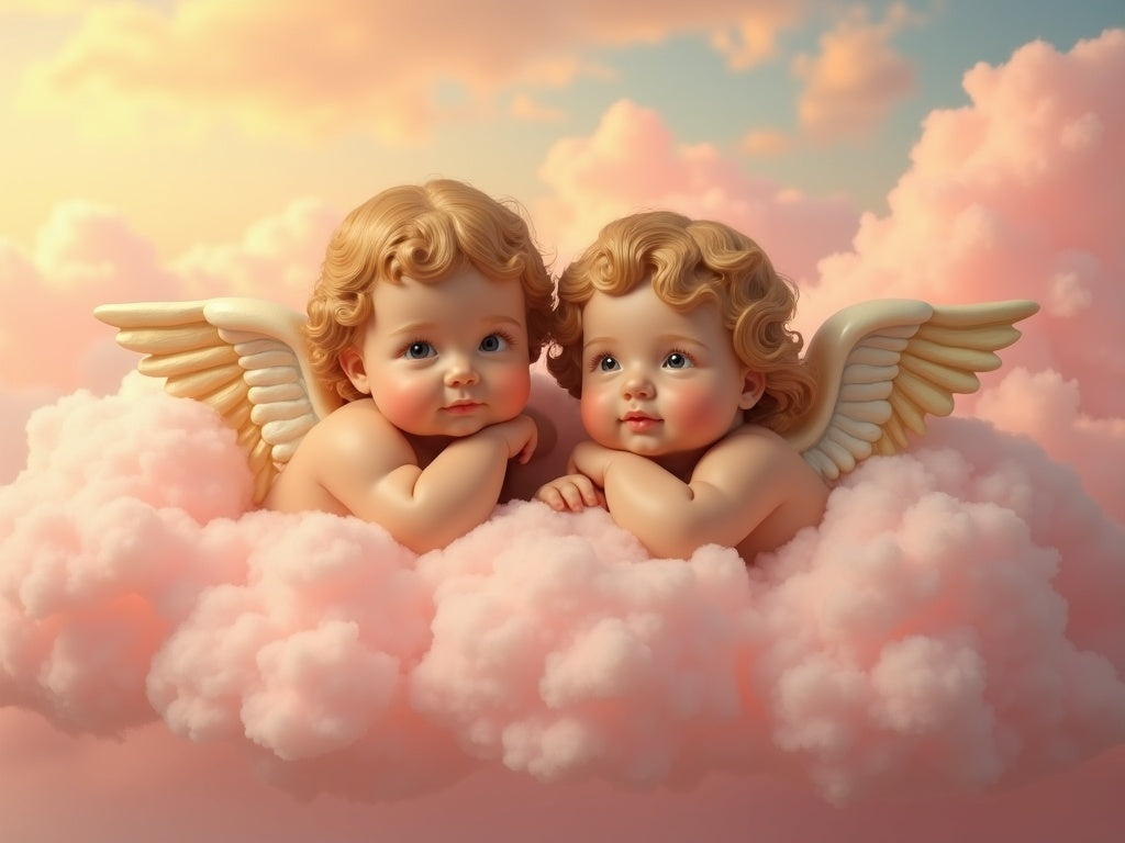 Angeli di Raffaello sulle Nuvole Rosa Diamond Painting