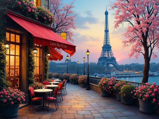 Strada di Parigi con Torre Eiffel Diamond Painting