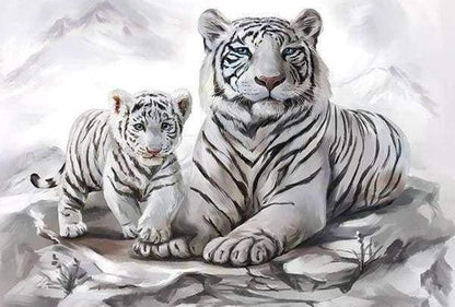Kit di Diamond Painting: Tigri nella Neve - Diamond Painting Italia
