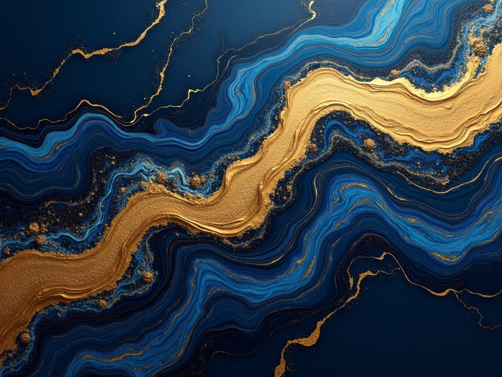 Diamond Painting Onda Astratta Oro e Blu