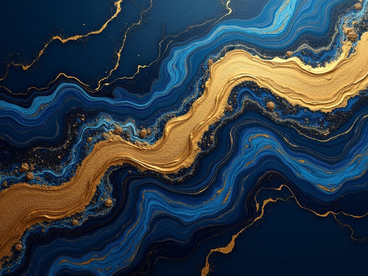 Diamond Painting Onda Astratta Oro e Blu