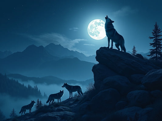 Diamond Painting Lupo che Ulula alla Luna