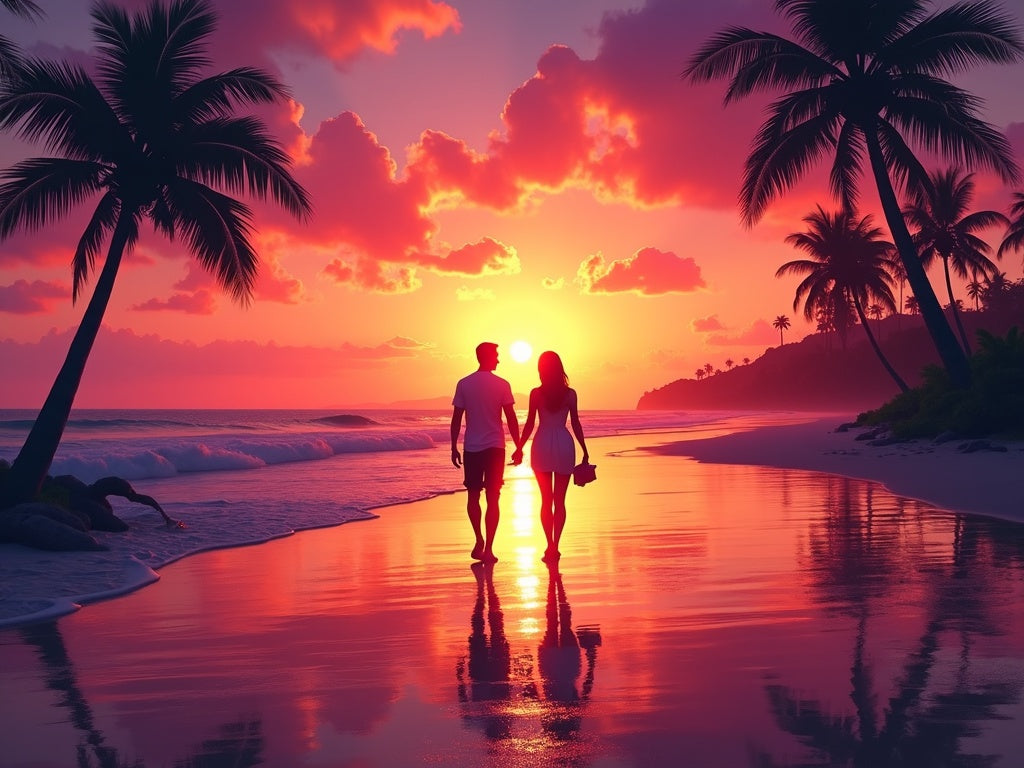 Coppia al Tramonto sulla Spiaggia Diamond Painting