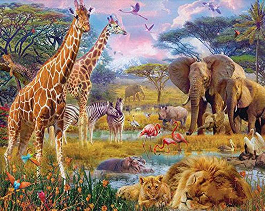 Pittura a diamante - Animali nella savana - Diamond Painting Italia