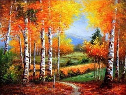 Pittura a Diamante - Betulle in Autunno - Diamond Painting Italia
