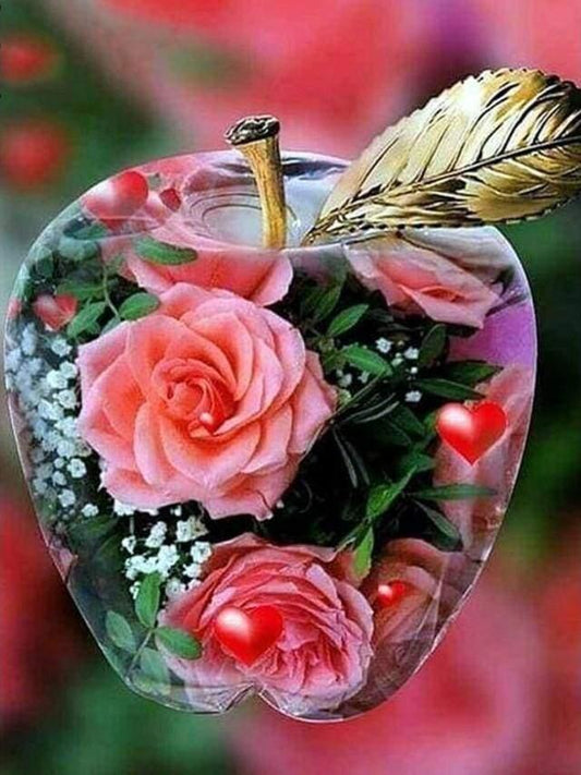 Pittura a diamante - Mela e rosa - Diamond Painting Italia