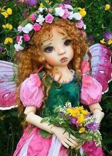 Pittura con diamanti - Angelo con corona di fiori - Diamond Painting Italia