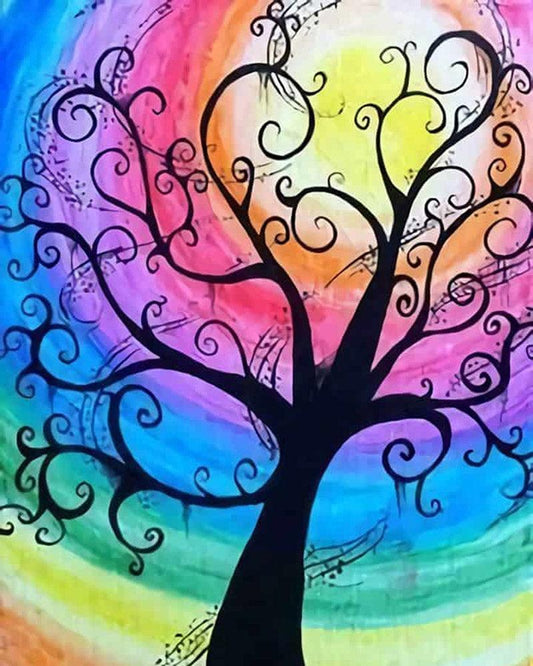 Pittura di Diamanti - Albero e Gradienti di Colore - Diamond Painting Italia