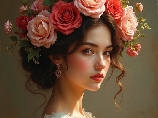 Ritratto Donna con Corona di Fiori Diamond Painting