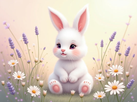 Coniglietto tra i Fiori di Campo Diamond Painting