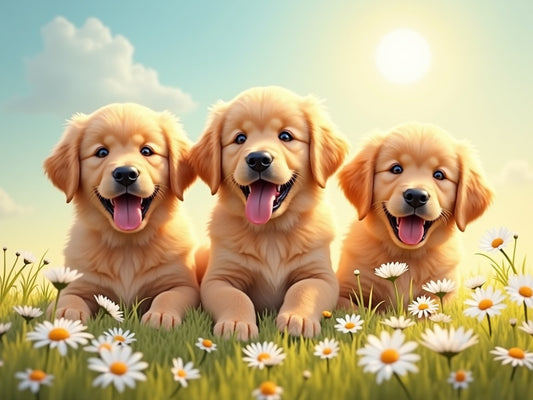 Diamond Painting Cuccioli di Golden Retriever